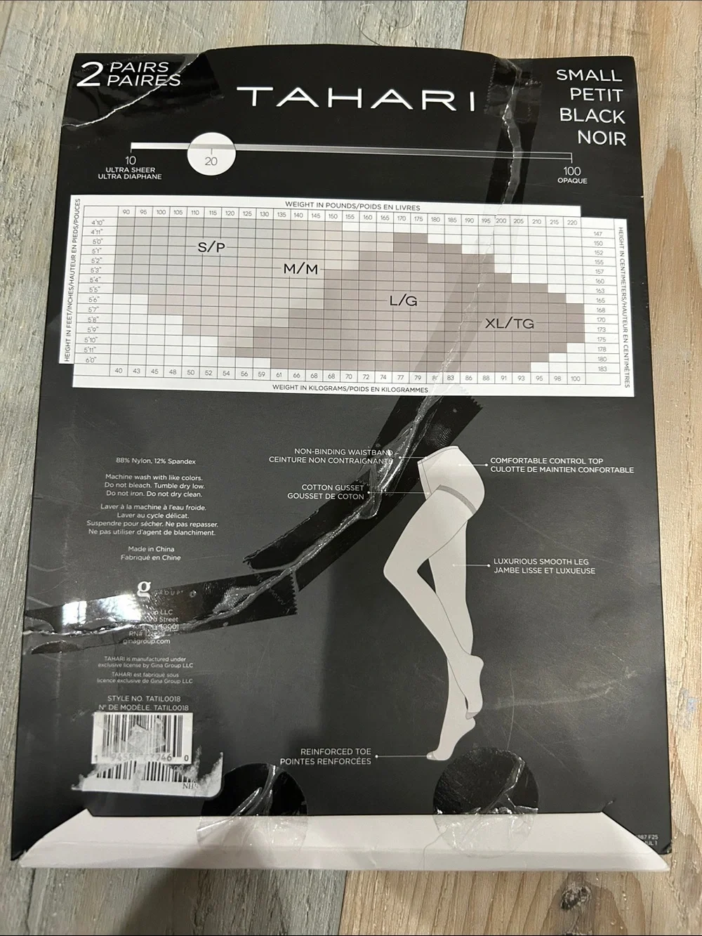 Tahari Black Sheer Control Top Tights  2 Pairs Formal office Career Business SP